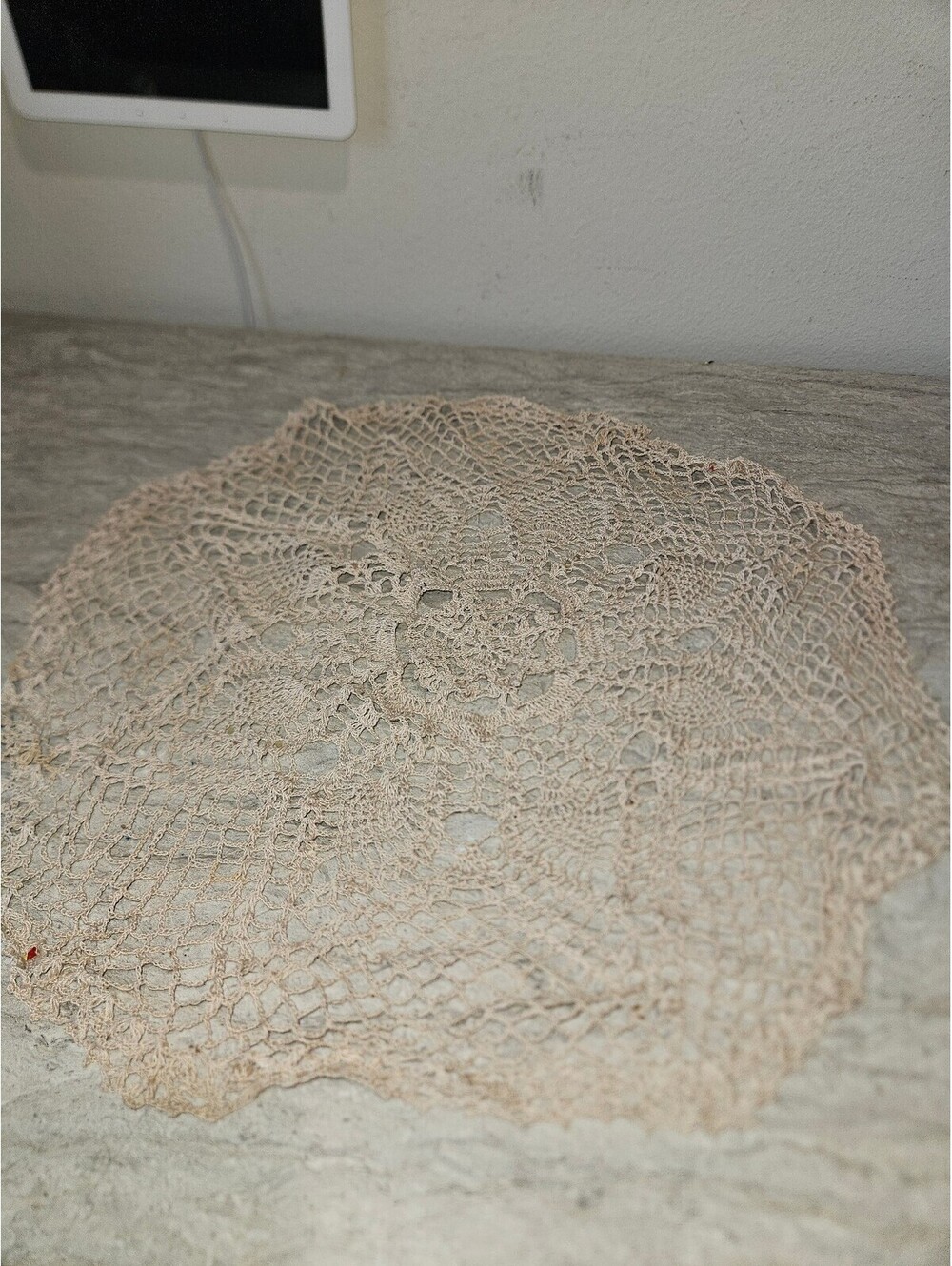 Vintage Handmade Beige Crochet Doily
